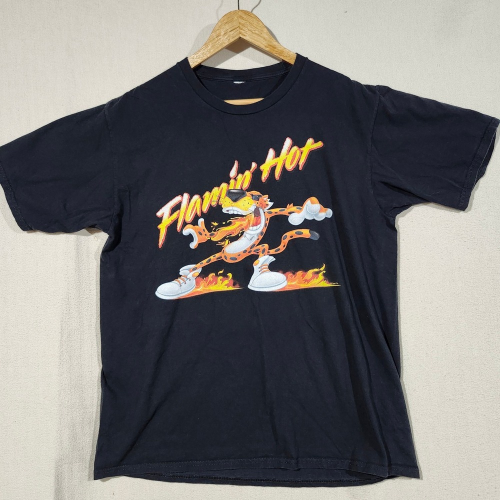 Flamin Hot Cheetos T-Shirt Pepsi Co Cartoon Graphic Tee Black Mens Large No tag - Picture 2 of 8